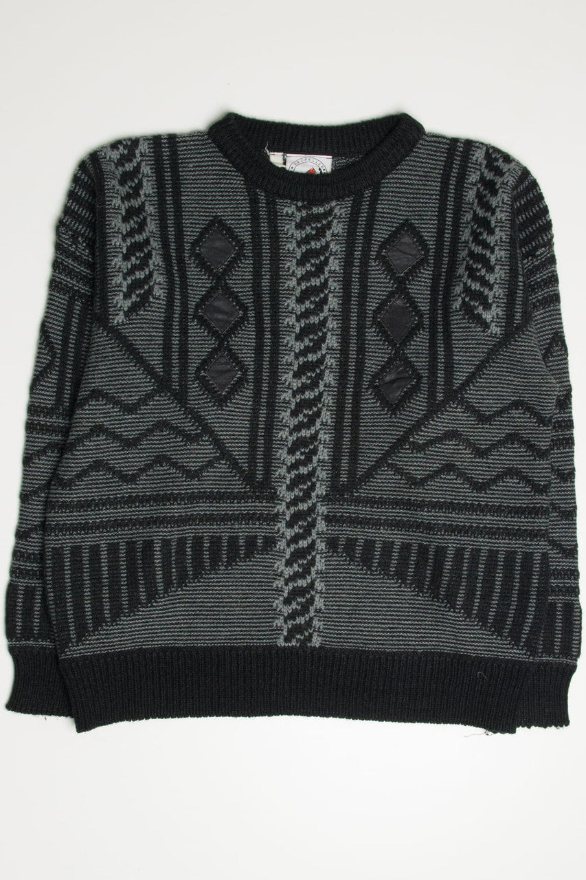 Black Propeller International Leather Detail 80s Sweaters