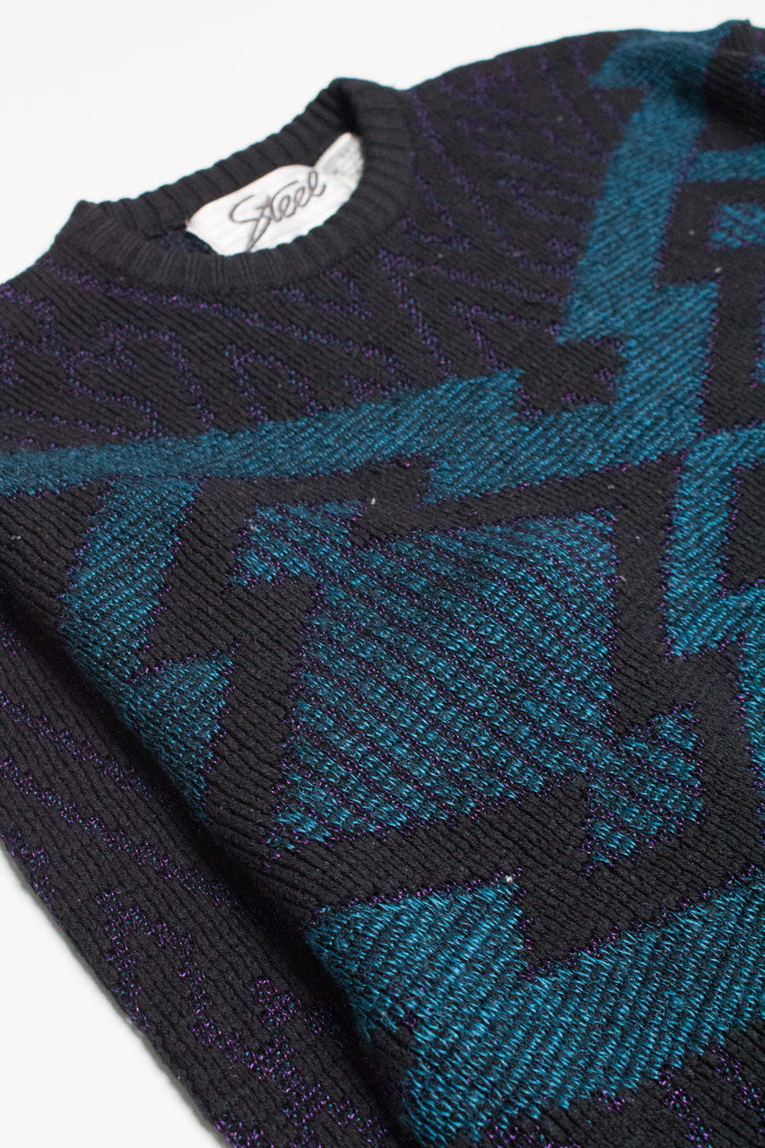 Purple & Teal Steel 80s Sweater