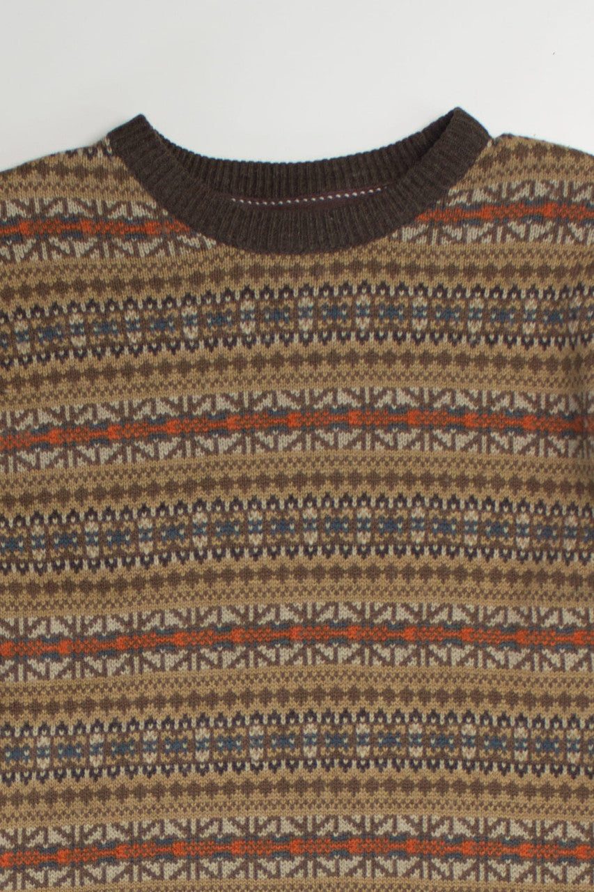 Light Brown Stripe Pattern 80s Sweater