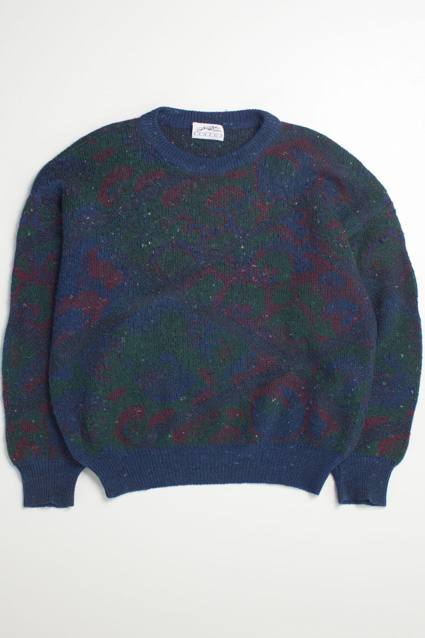 Dark Floral Pattern 80s Sweater