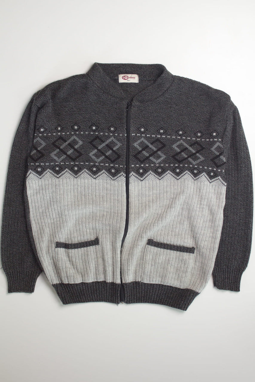 Zip-Up Gray 80s Sweater
