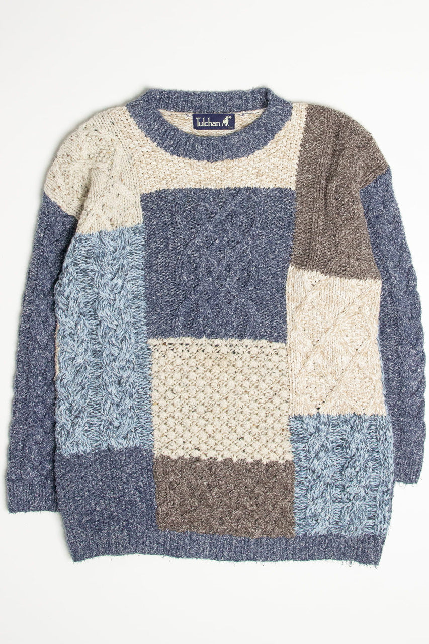 Patchwork Cable Knit Sweater 3994