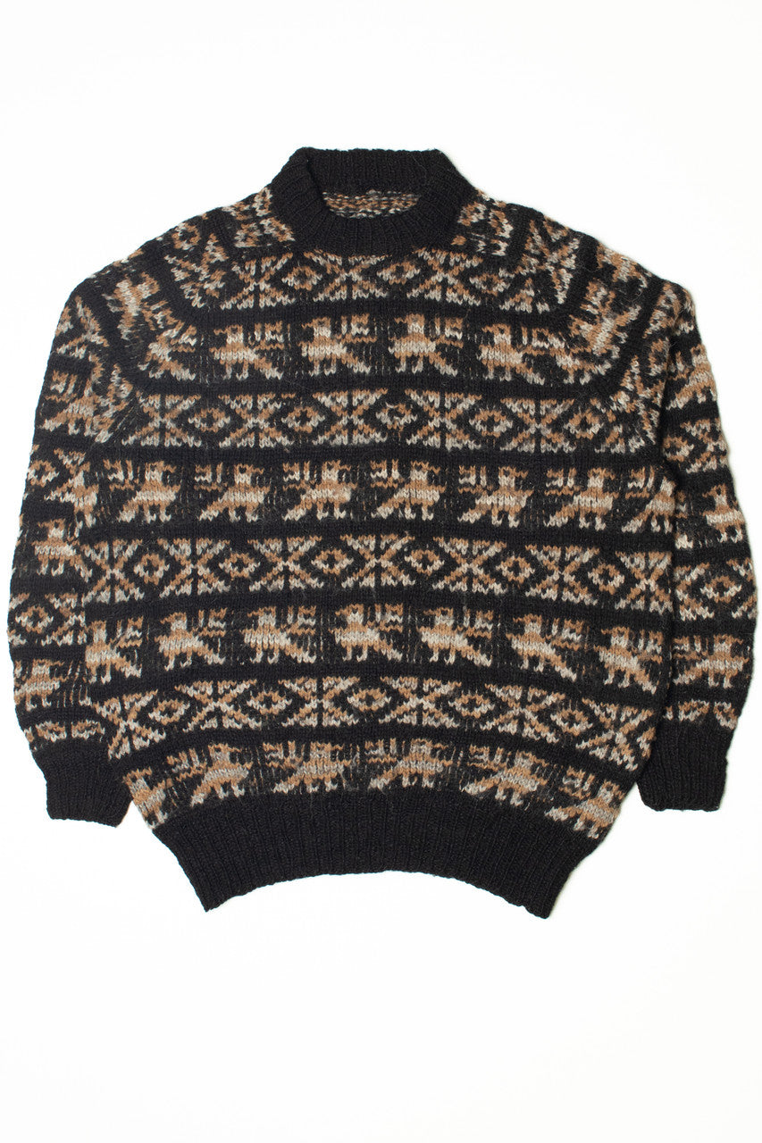 Vintage Bird Pattern Knit 80s Sweater