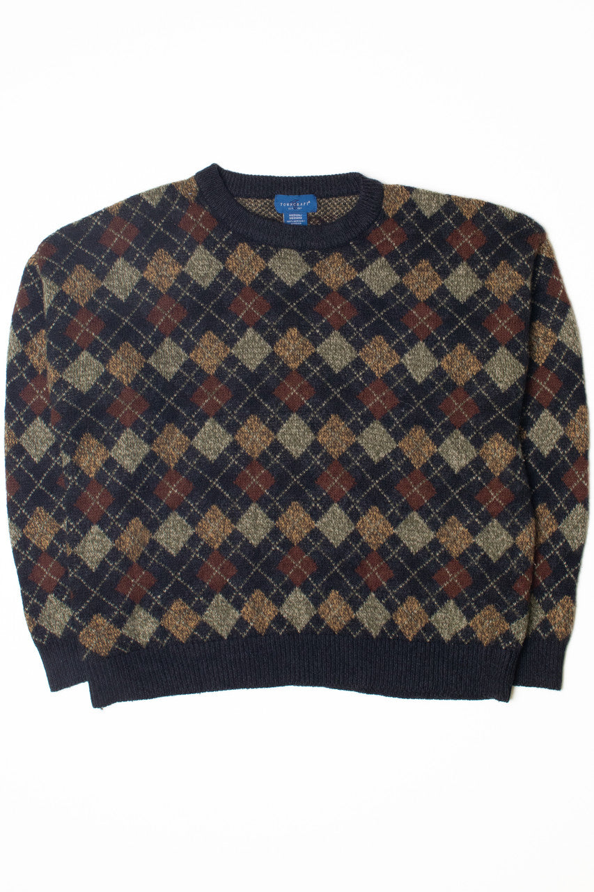 Vintage Argyle Earth Tones 80s Sweater