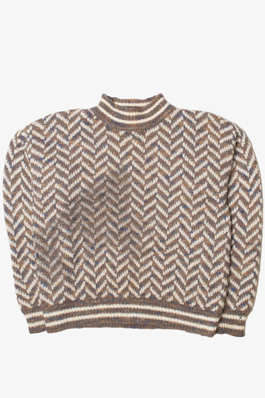 Vintage Mock Neck Geometric 80s Sweater