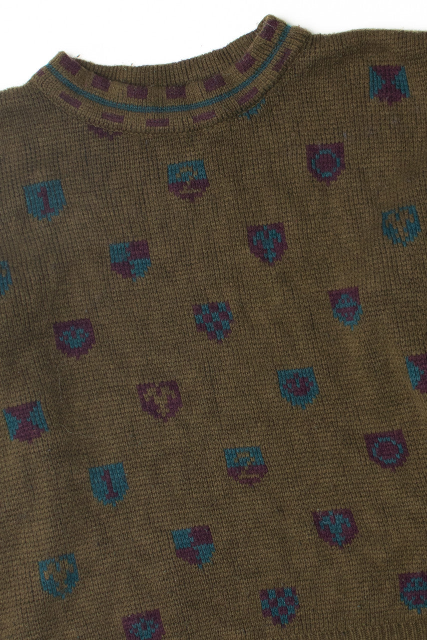 Vintage Olive Flag Emblem 80s Sweater