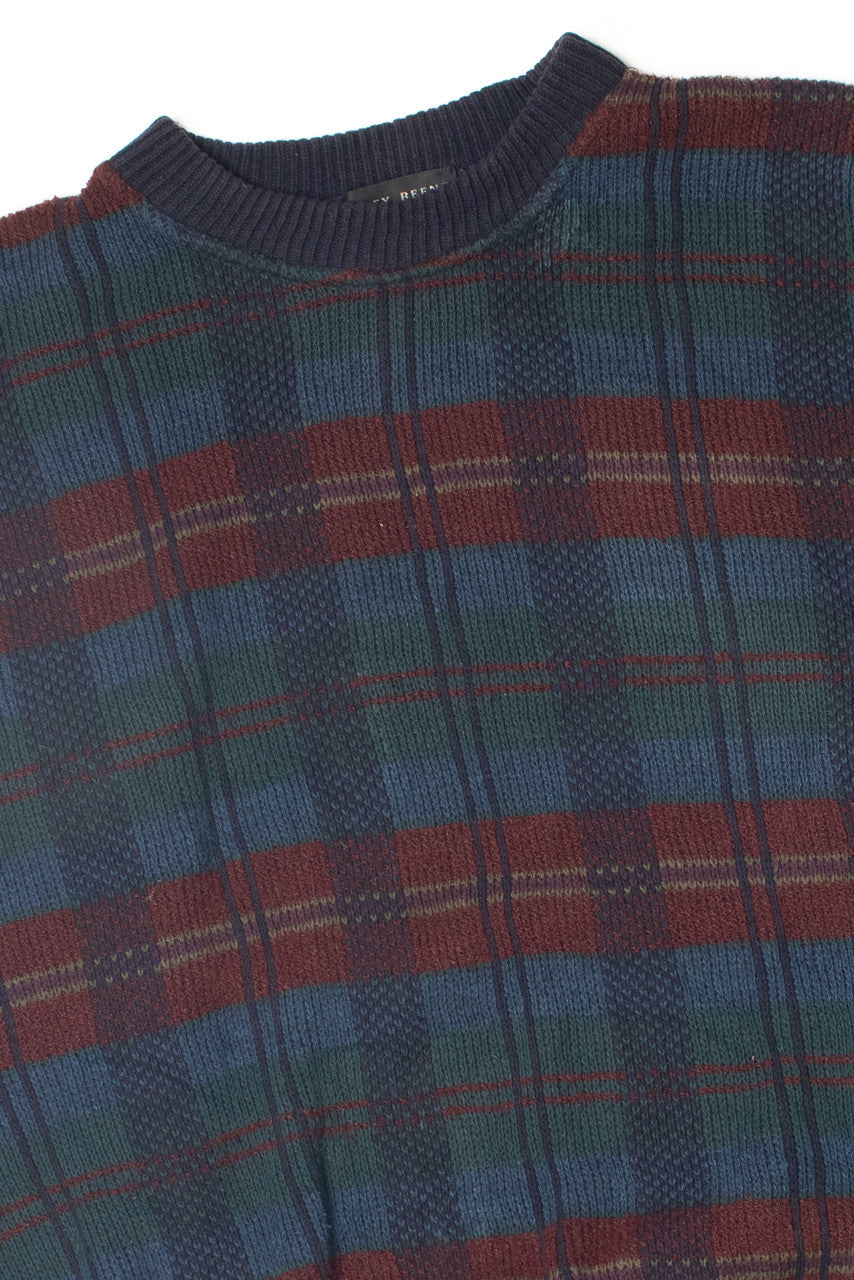 Vintage Navy Plaid 80s Sweater 4195