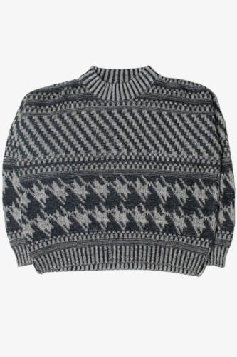 Vintage Light & Dark Gray Patterned 80s Sweater