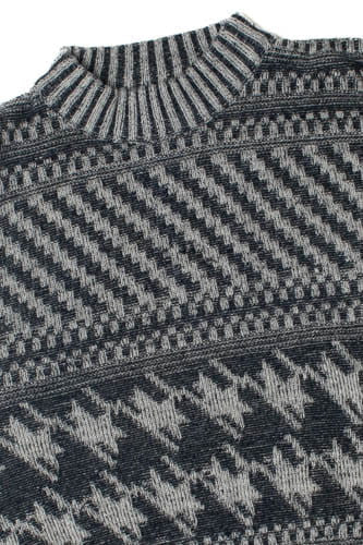 Vintage Light & Dark Gray Patterned 80s Sweater