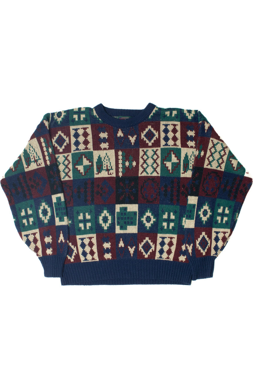 Vintage Square Print Stoneriver Outfitters 80s Sweater