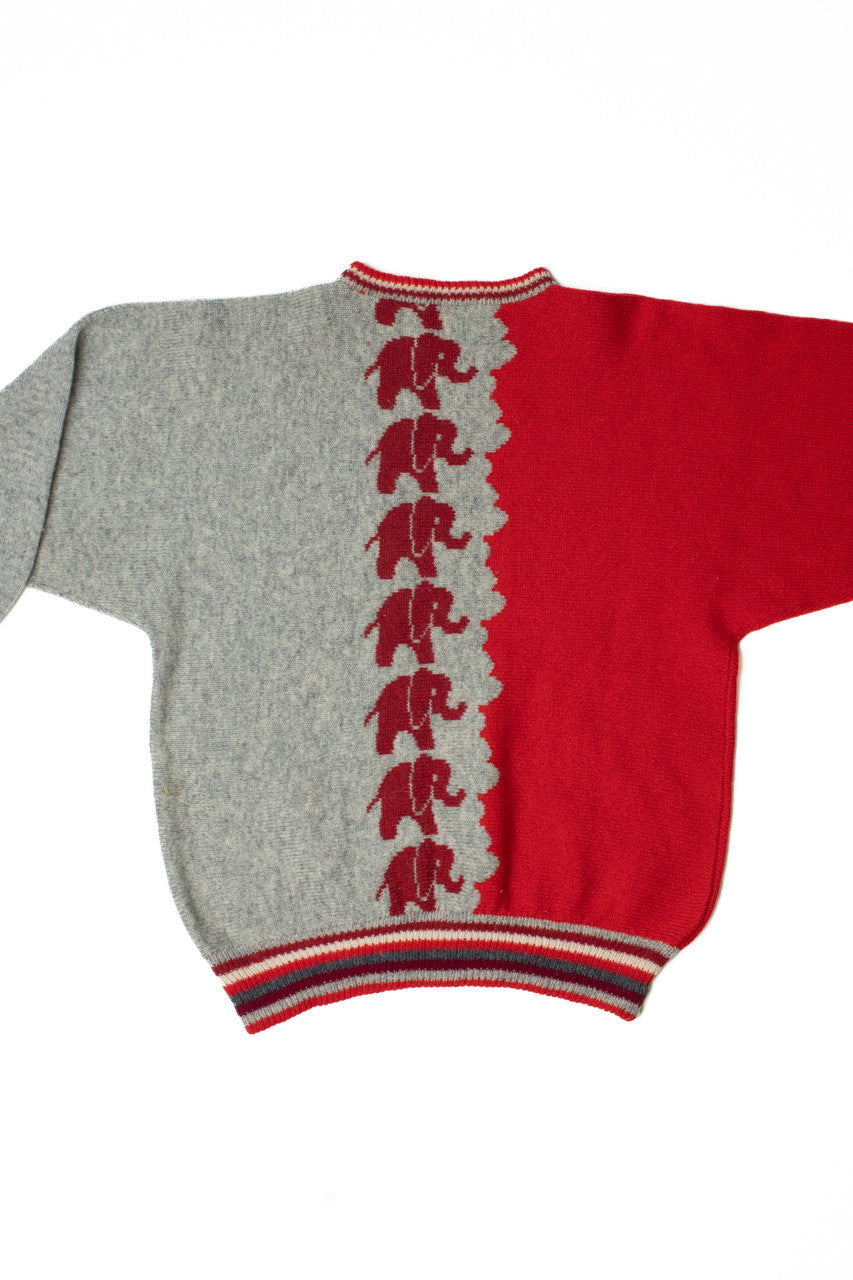 Vintage "Helephant" Elephant Hand Knit 80s Sweater