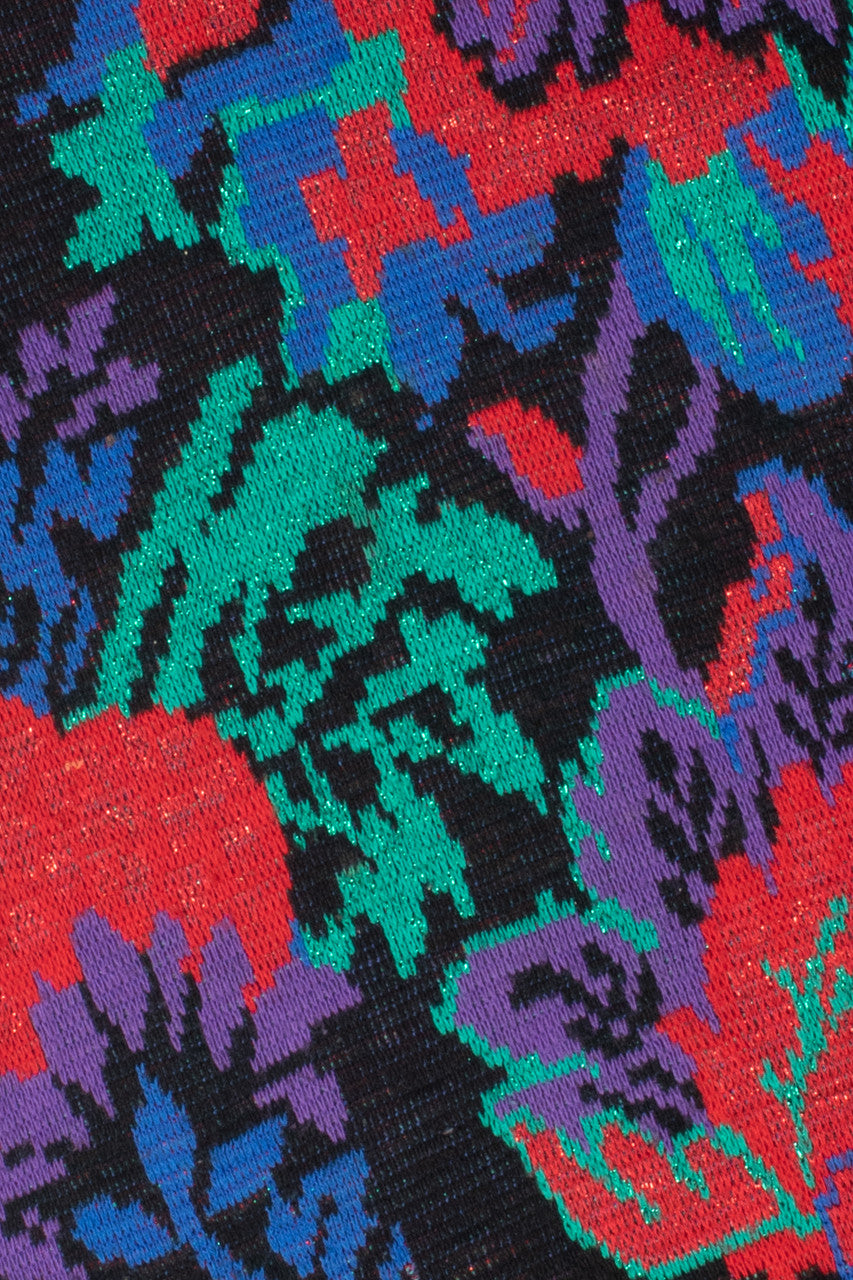 Vintage Shimmer Knit Floral 80s Sweater