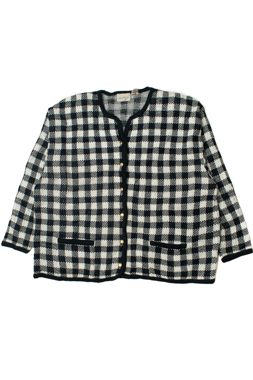 Vintage Buffalo Plaid Kim Rogers 80s Cardigan Sweater