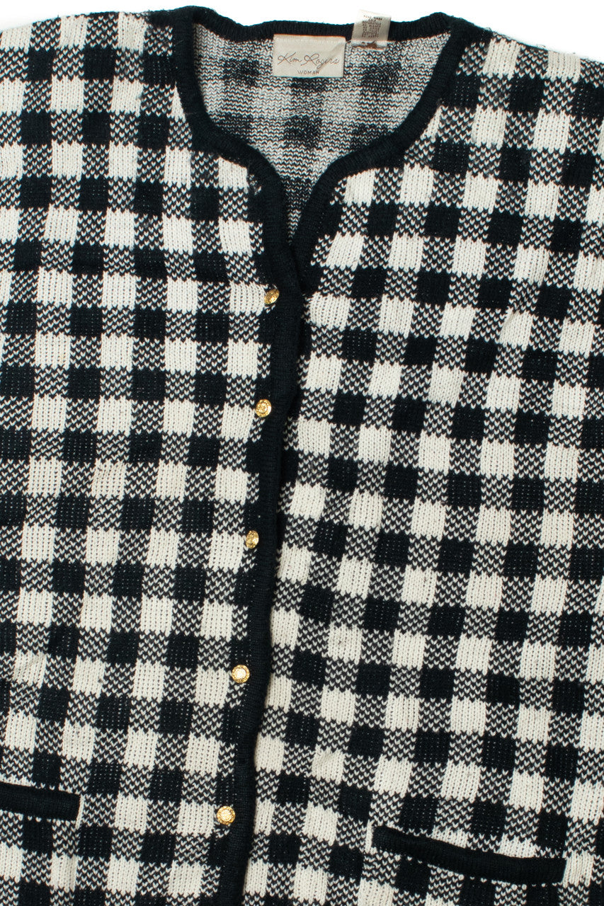 Vintage Buffalo Plaid Kim Rogers 80s Cardigan Sweater