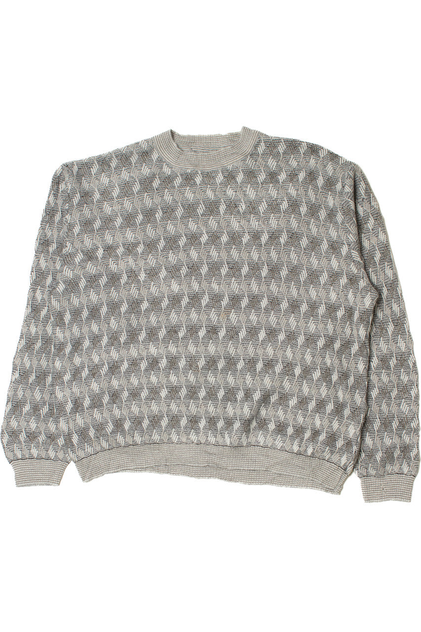 Vintage Gray Geo Chain Link 80s Sweater