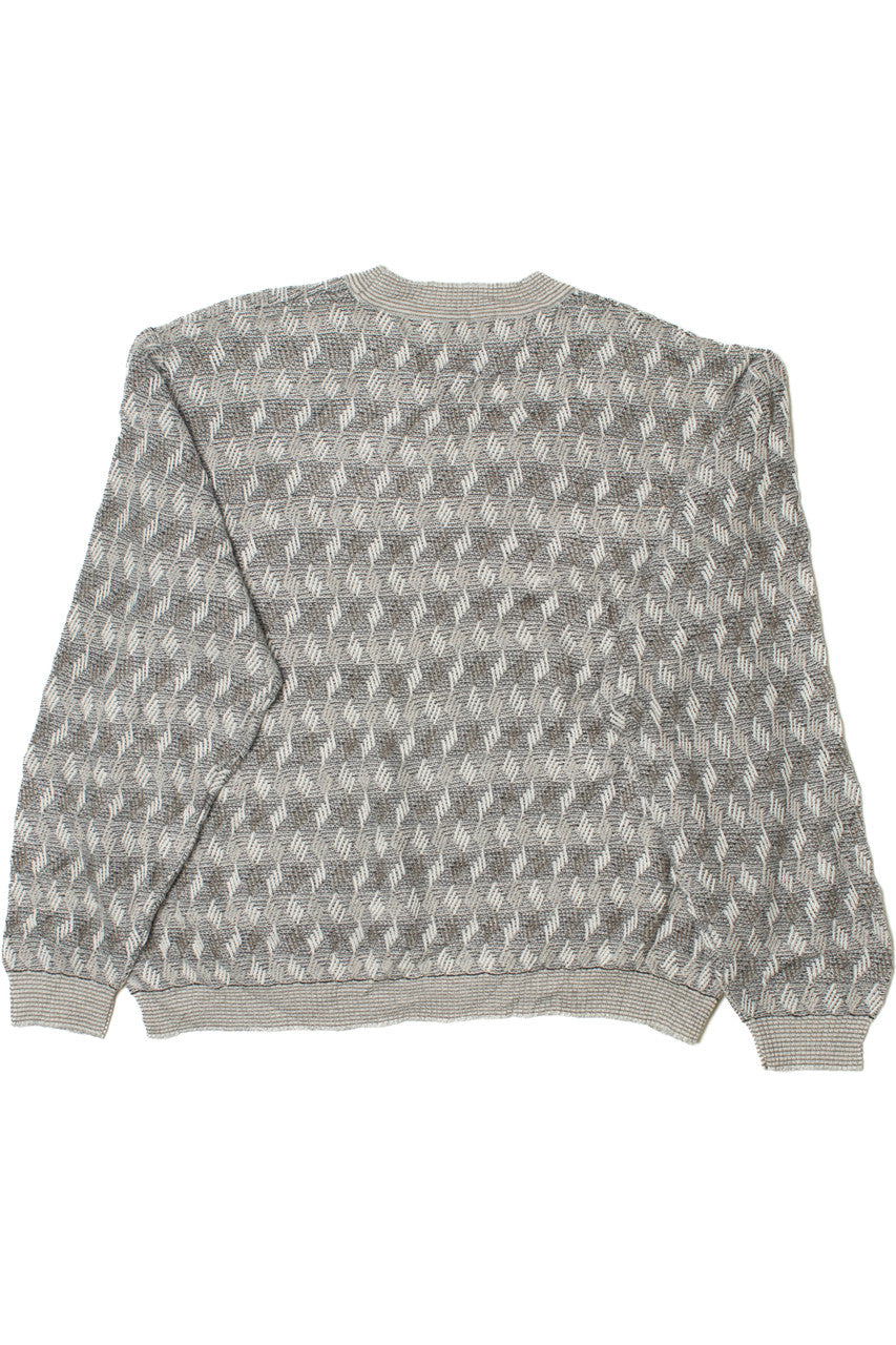 Vintage Gray Geo Chain Link 80s Sweater