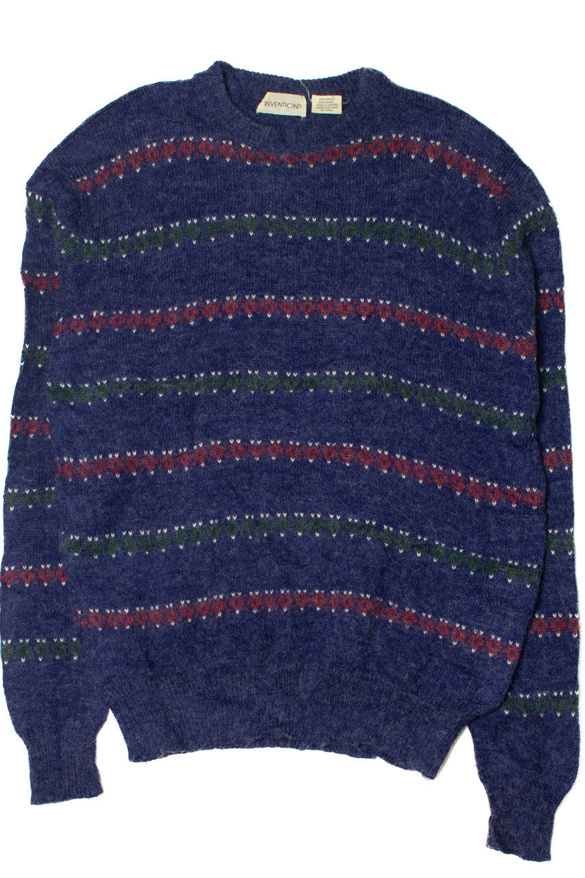 Vintage Blue Horizontal Stripe 80s Sweater