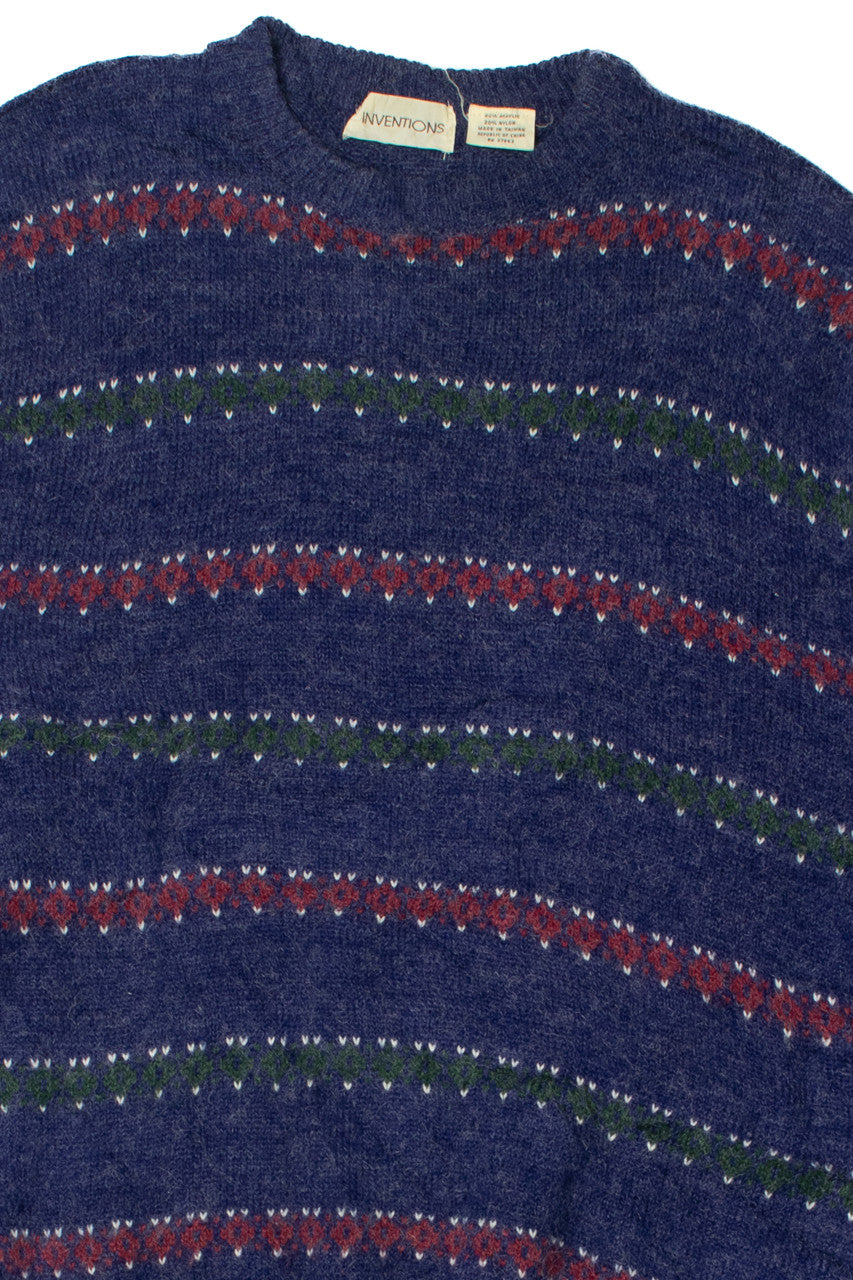 Vintage Blue Horizontal Stripe 80s Sweater