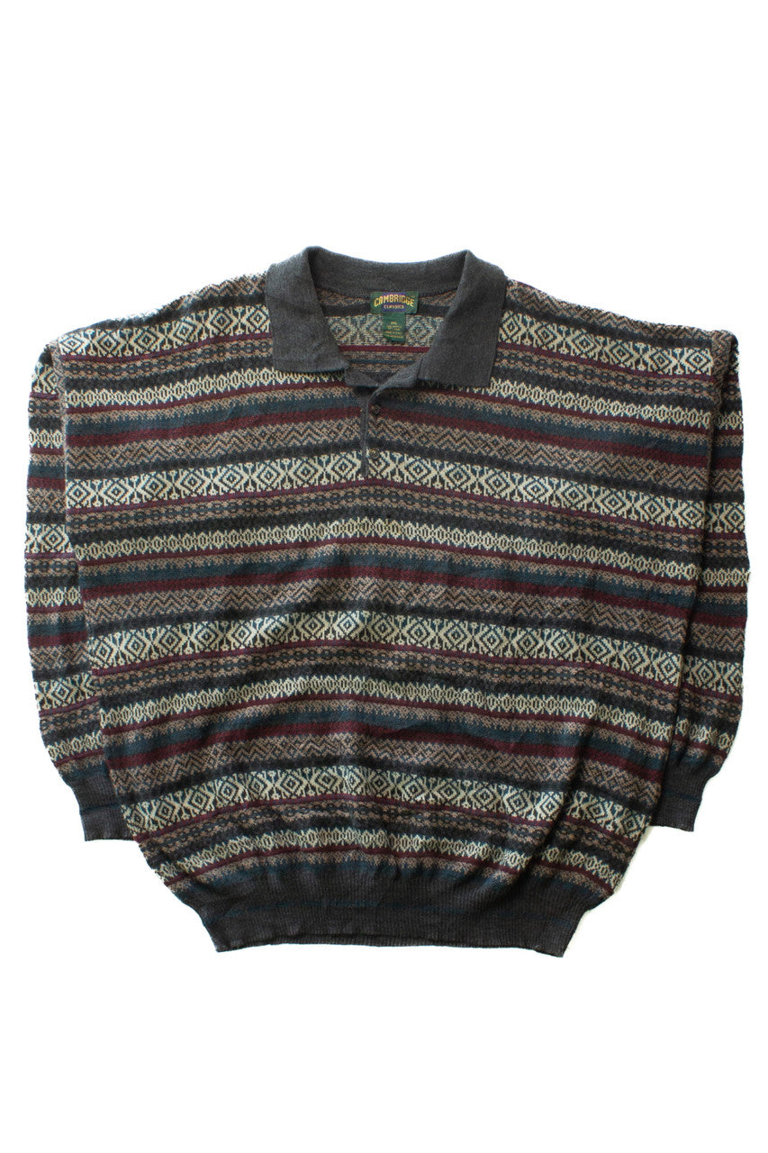 Vintage Cambridge Classics Polo Collar 80s Sweater