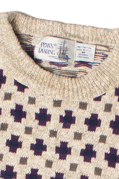 Vintage Penn's Landing Stripe Pattern 80s Sweater