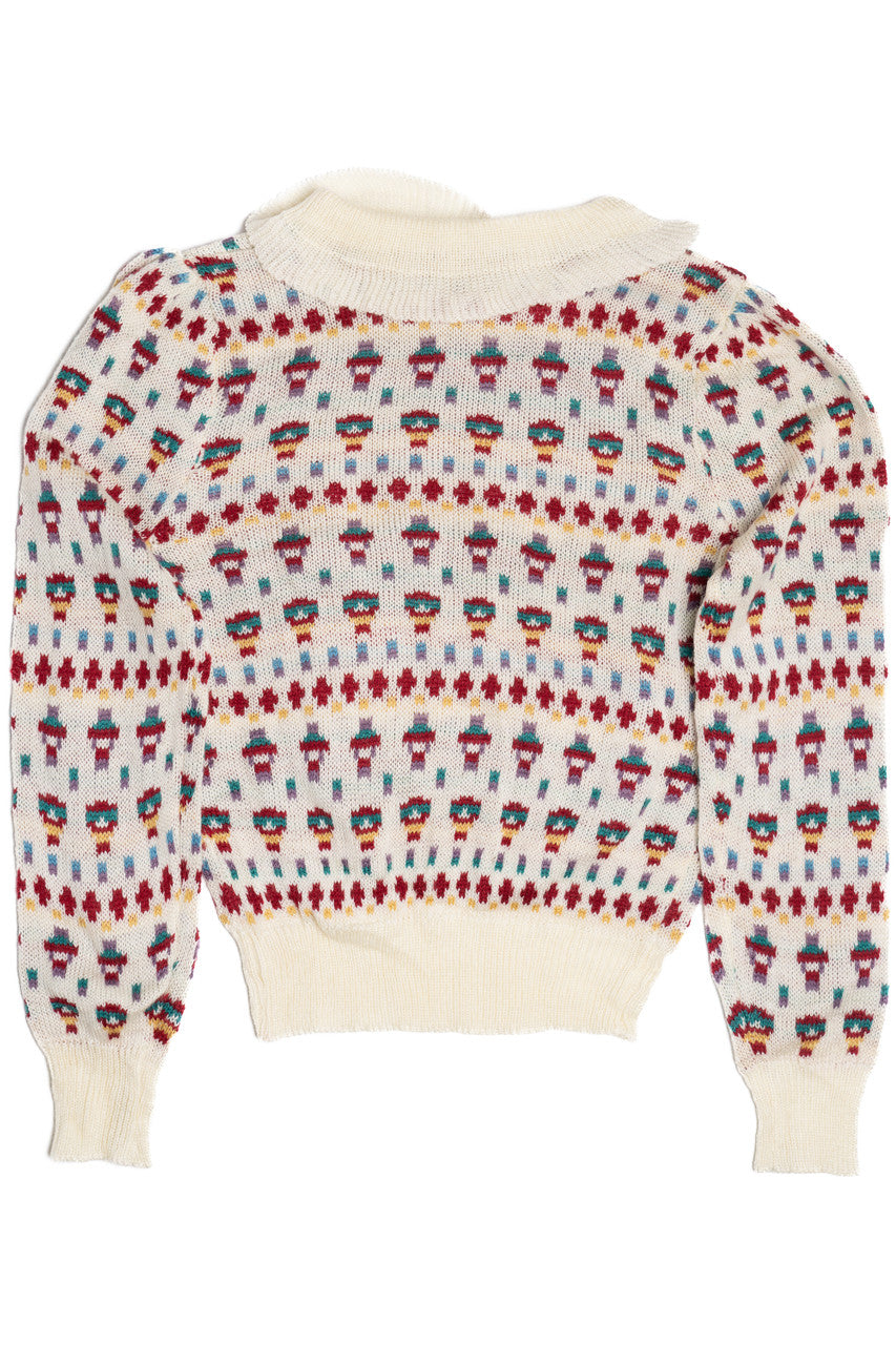 Vintage Flutter Collar Berries 80s Sweater