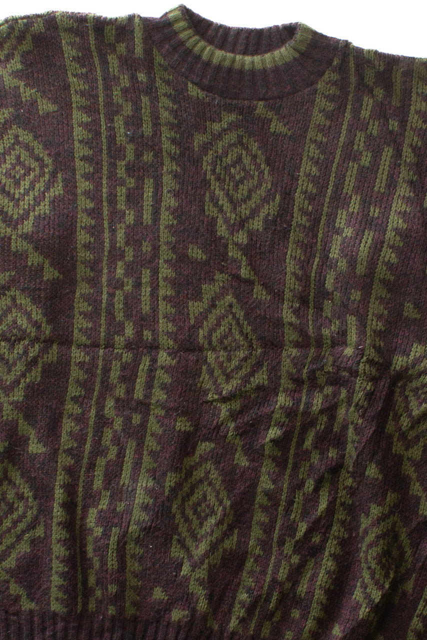 Vintage Olive Pattern 80s Sweater (1980s)