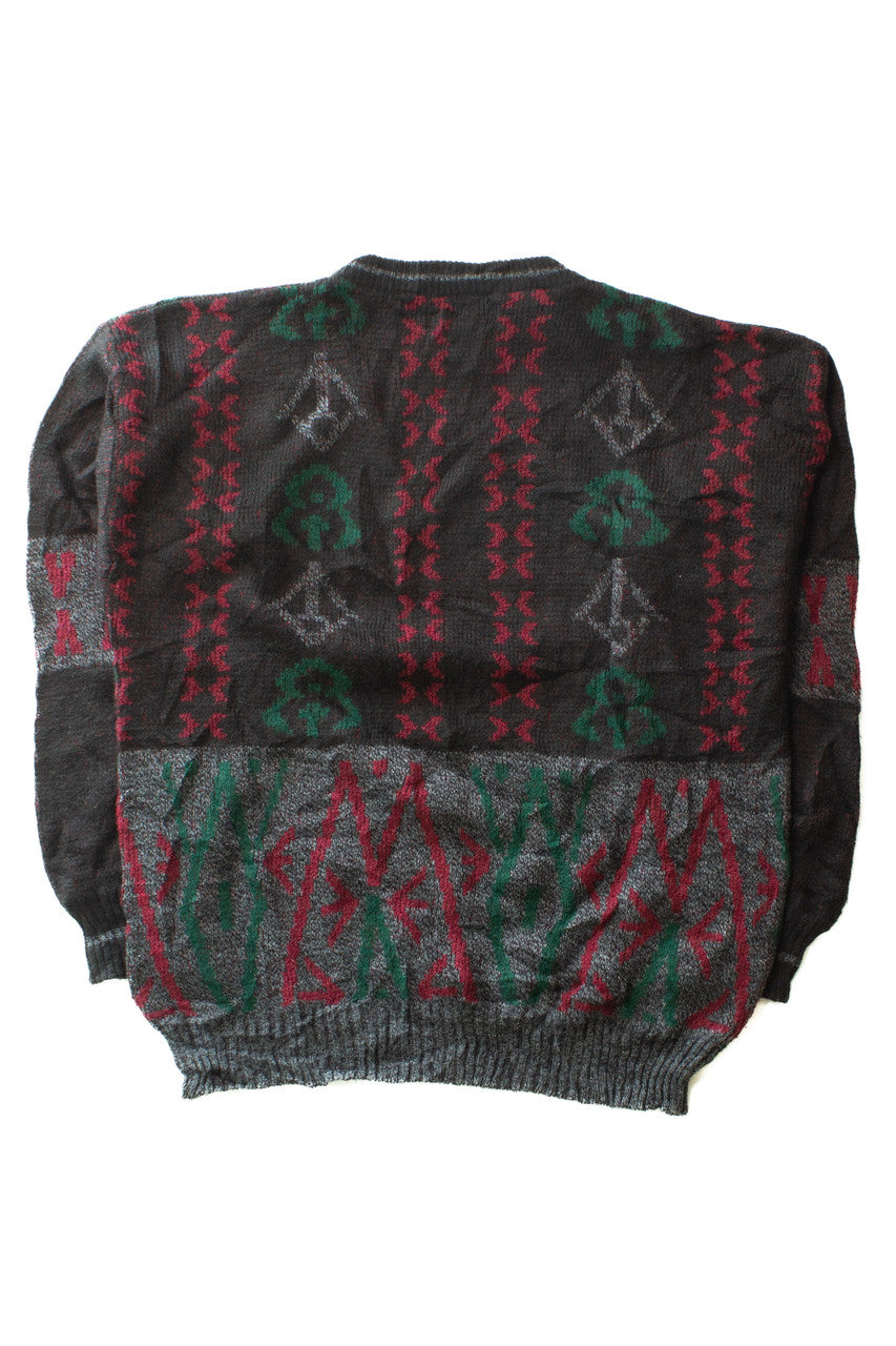 Vintage Green & Red Shapes 80s Sweater (1980s)
