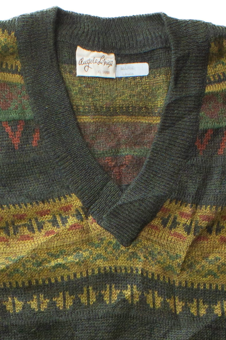 Vintage Angelo Litrico V-Neck 80s Sweater (1980s)