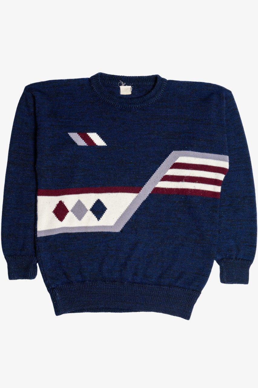 Vintage Navy Knit Graphic 80s Sweater