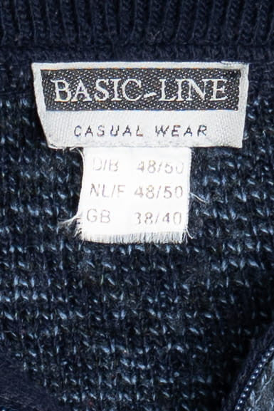 Vintage Basic-Line Quarter Zip Snowflake Knit 80s Sweater