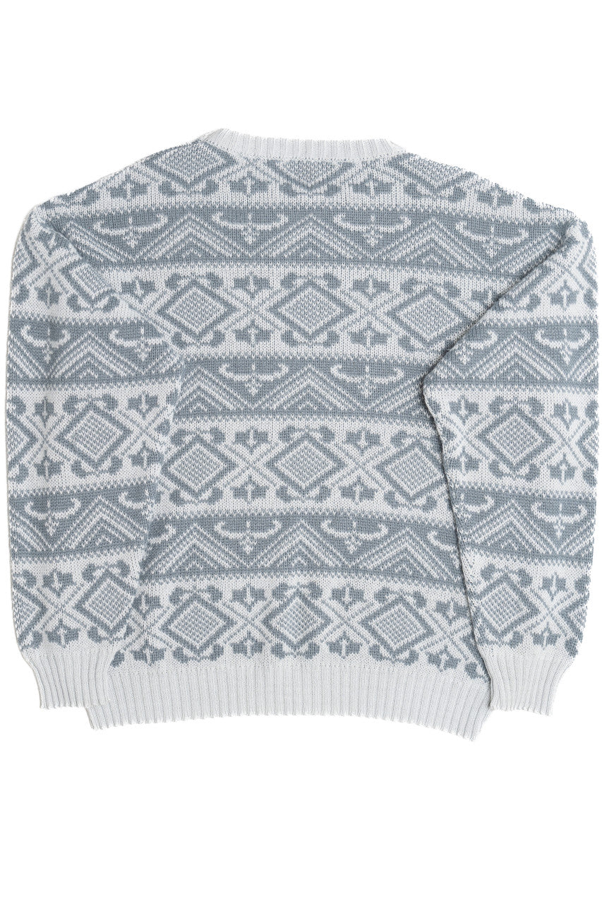 Vintage Gray Geometric 80s Sweater 4566