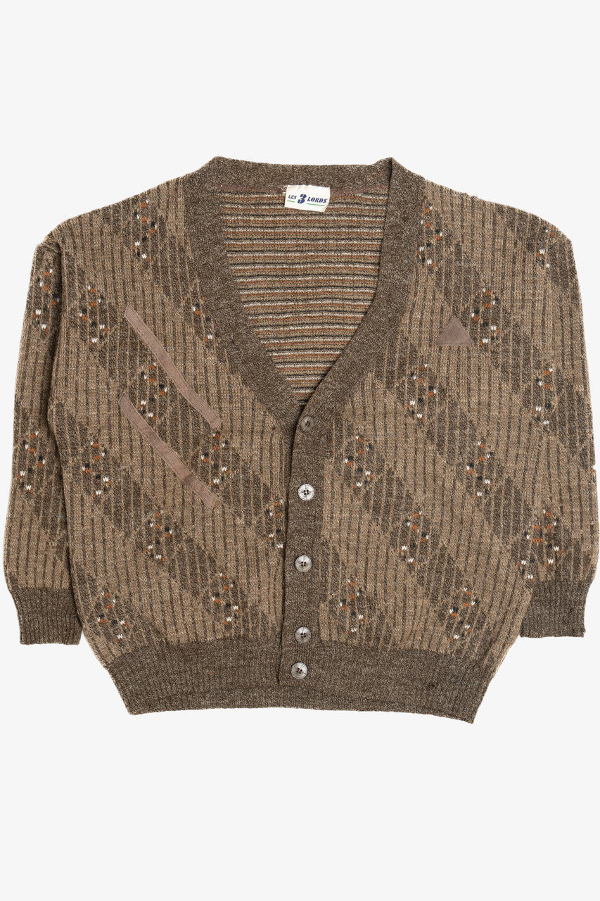 Vintage Suede Detail Les 3 Lords 80s Sweater (1980s)