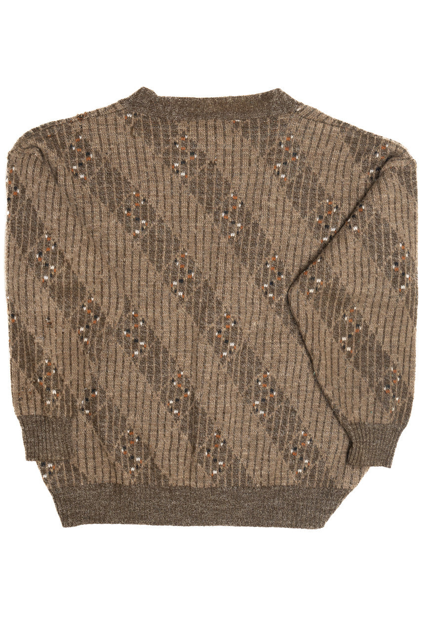 Vintage Suede Detail Les 3 Lords 80s Sweater (1980s)