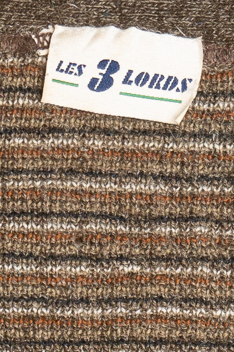 Vintage Suede Detail Les 3 Lords 80s Sweater (1980s)