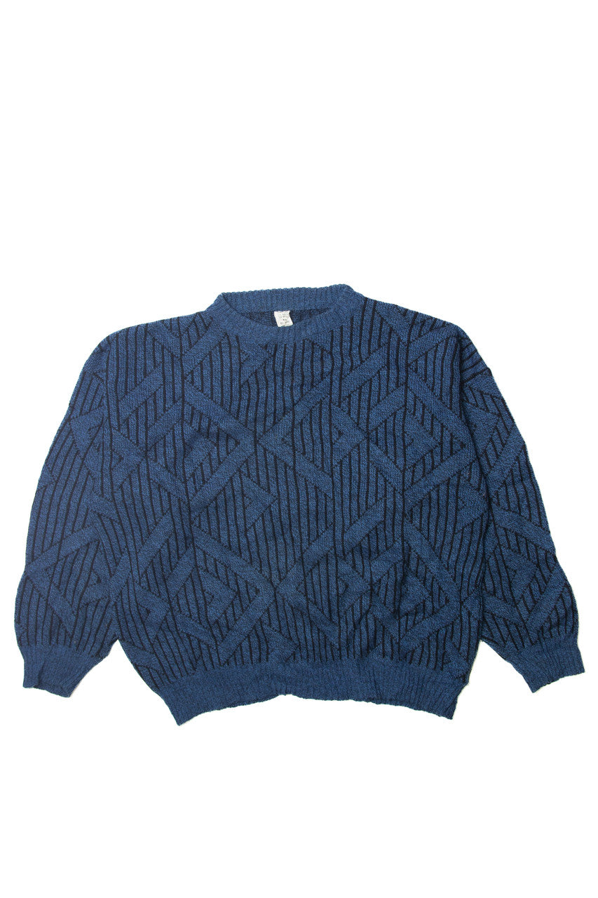 Vintage Blue Geometric 80s Sweater