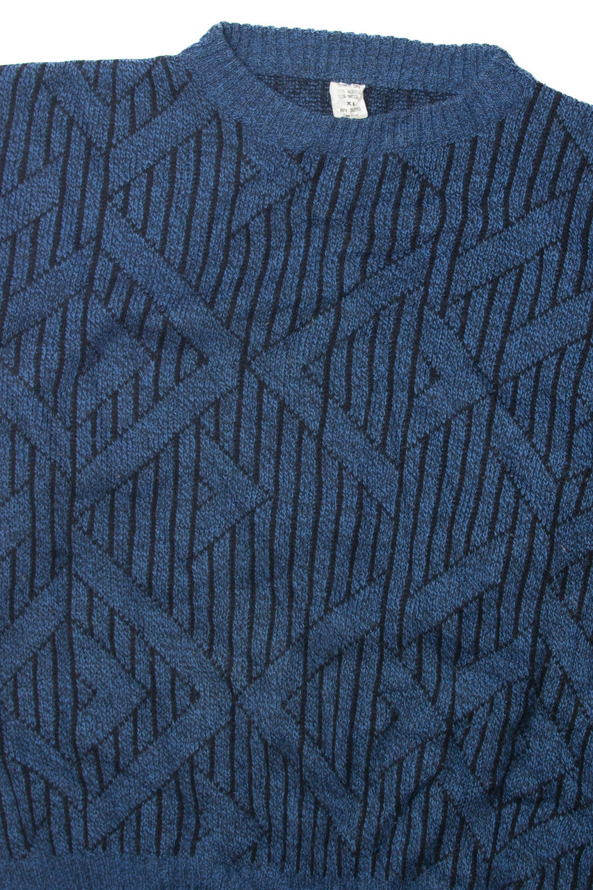 Vintage Blue Geometric 80s Sweater