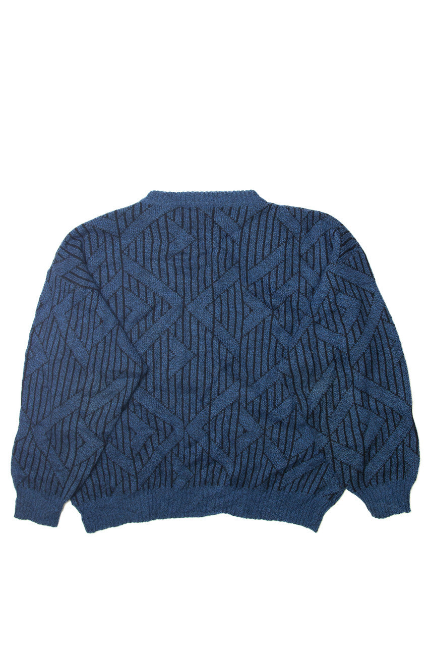 Vintage Blue Geometric 80s Sweater