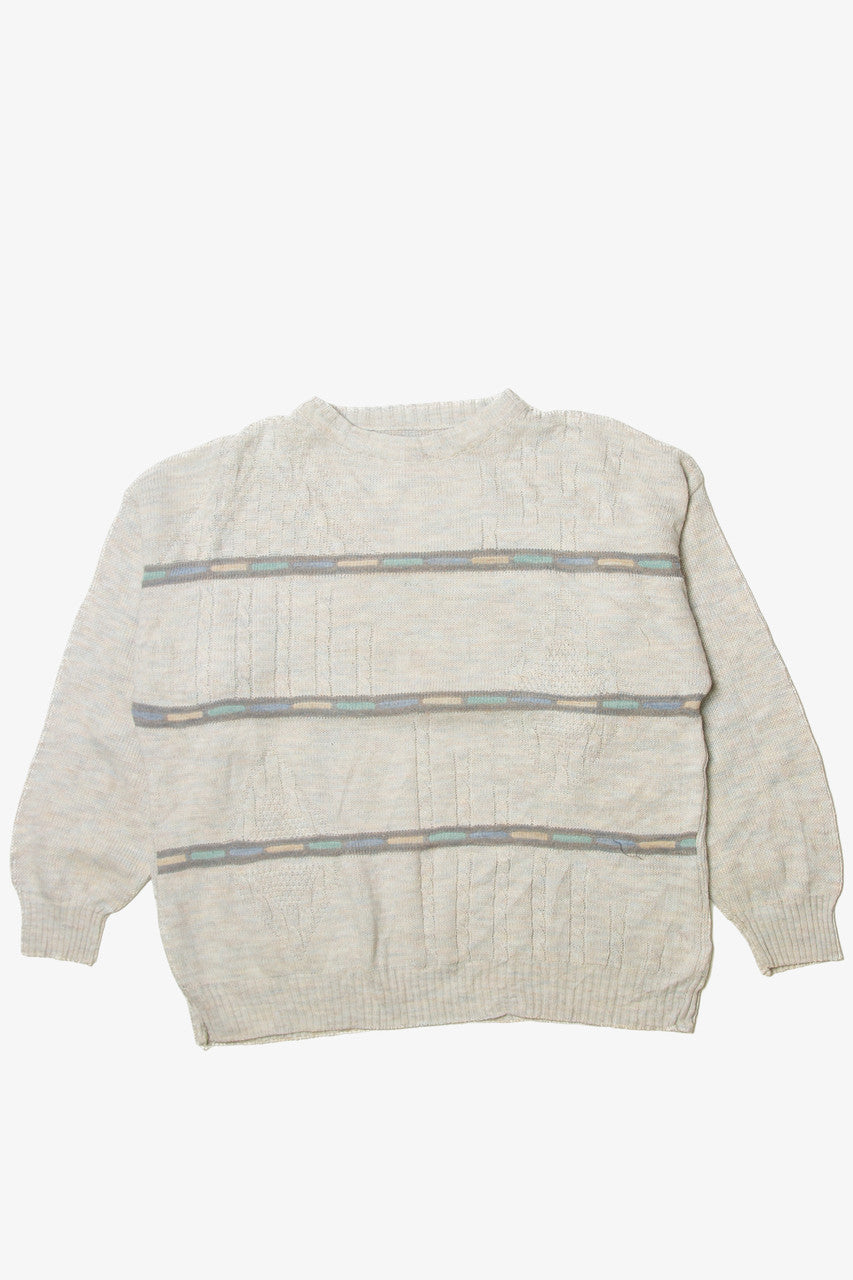 Vintage Striped Cable Knit 80s Sweater