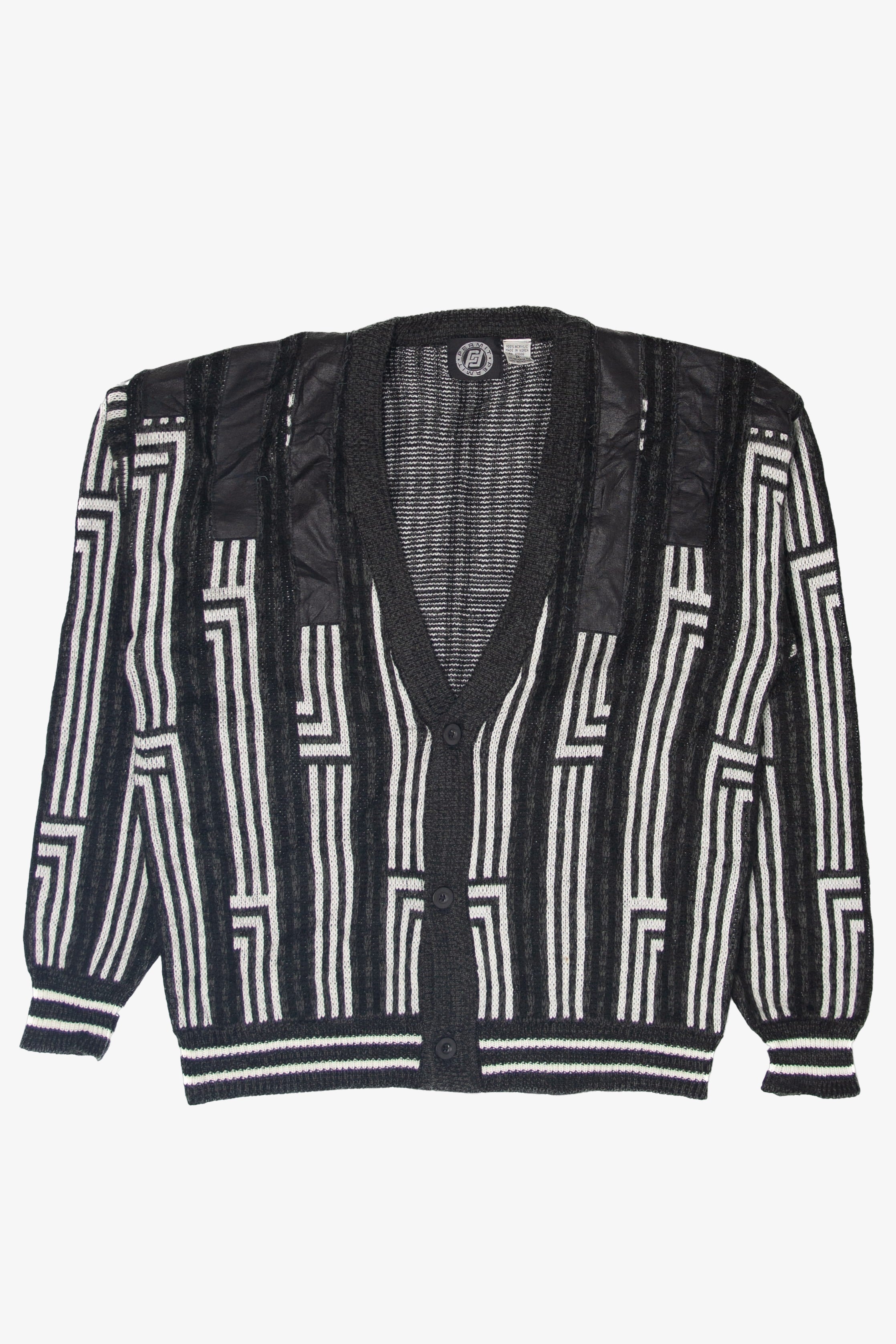 Vintage Permit Black And White 80s Cardigan (1980s)