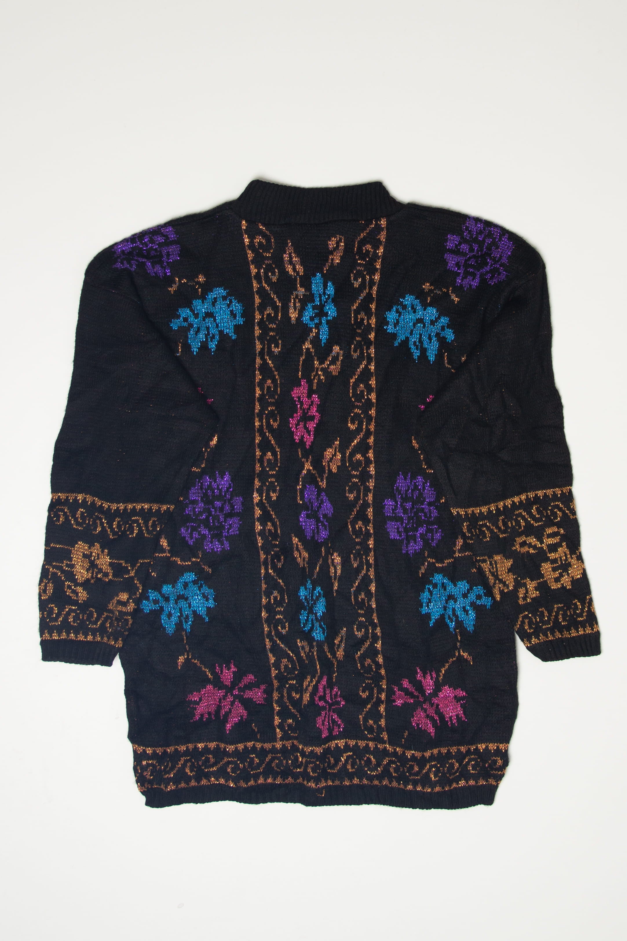 Vintage Black Floral 80s Sweater (1980s)