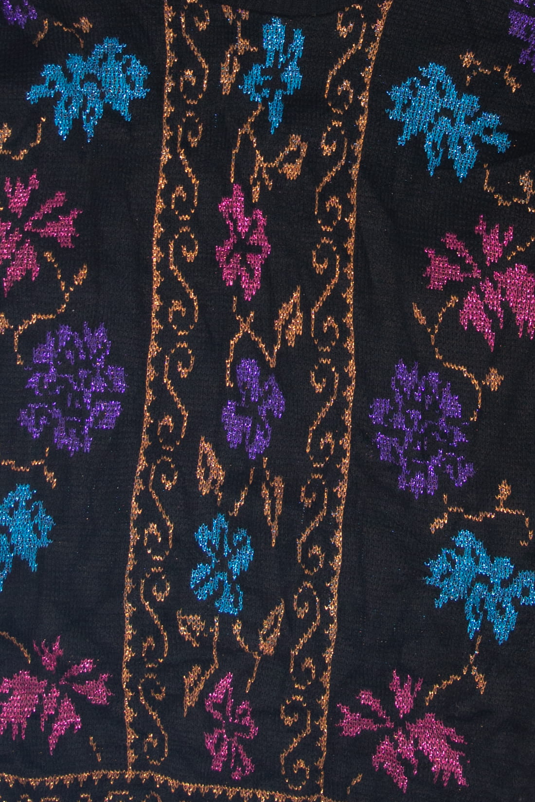 Vintage Black Floral 80s Sweater (1980s)