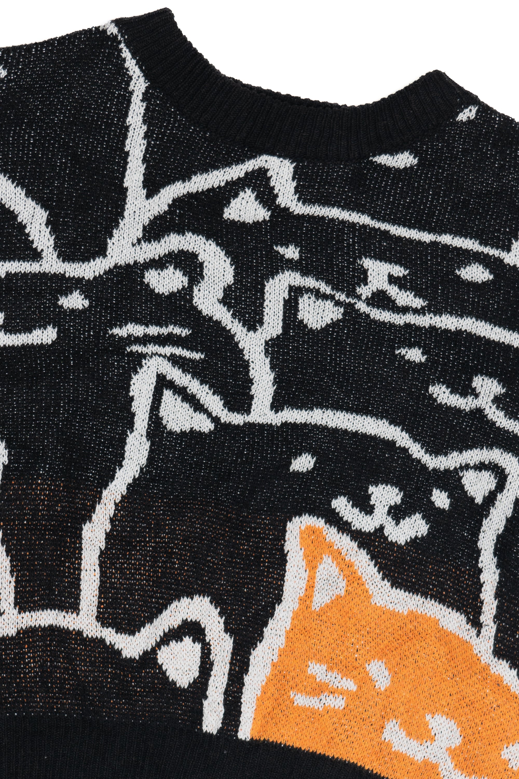 Peekaboo Orange Cat Roven Dino 80s Style Sweater