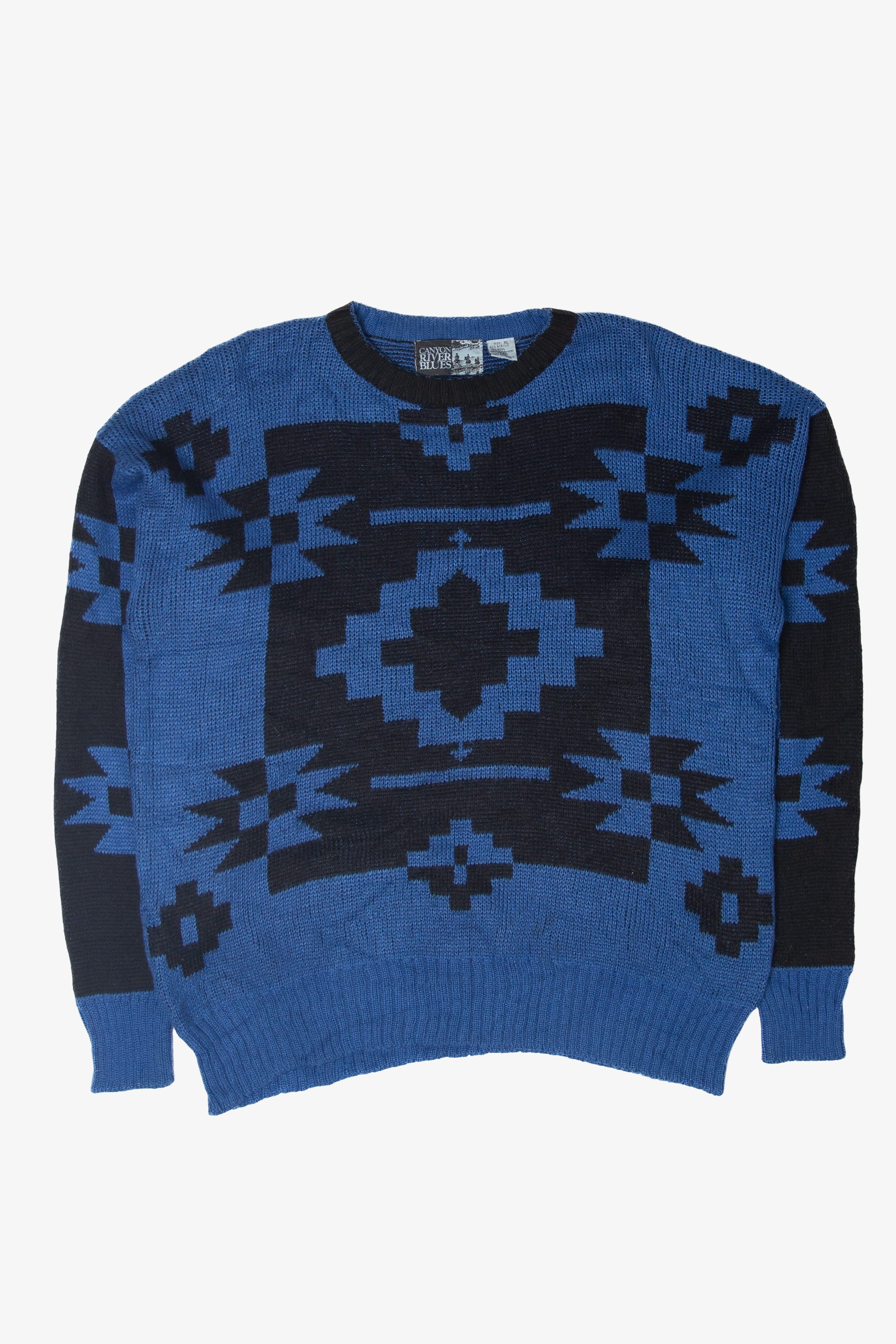 Vintage Canyon River Blues Geometric 80s Sweater (1980s)