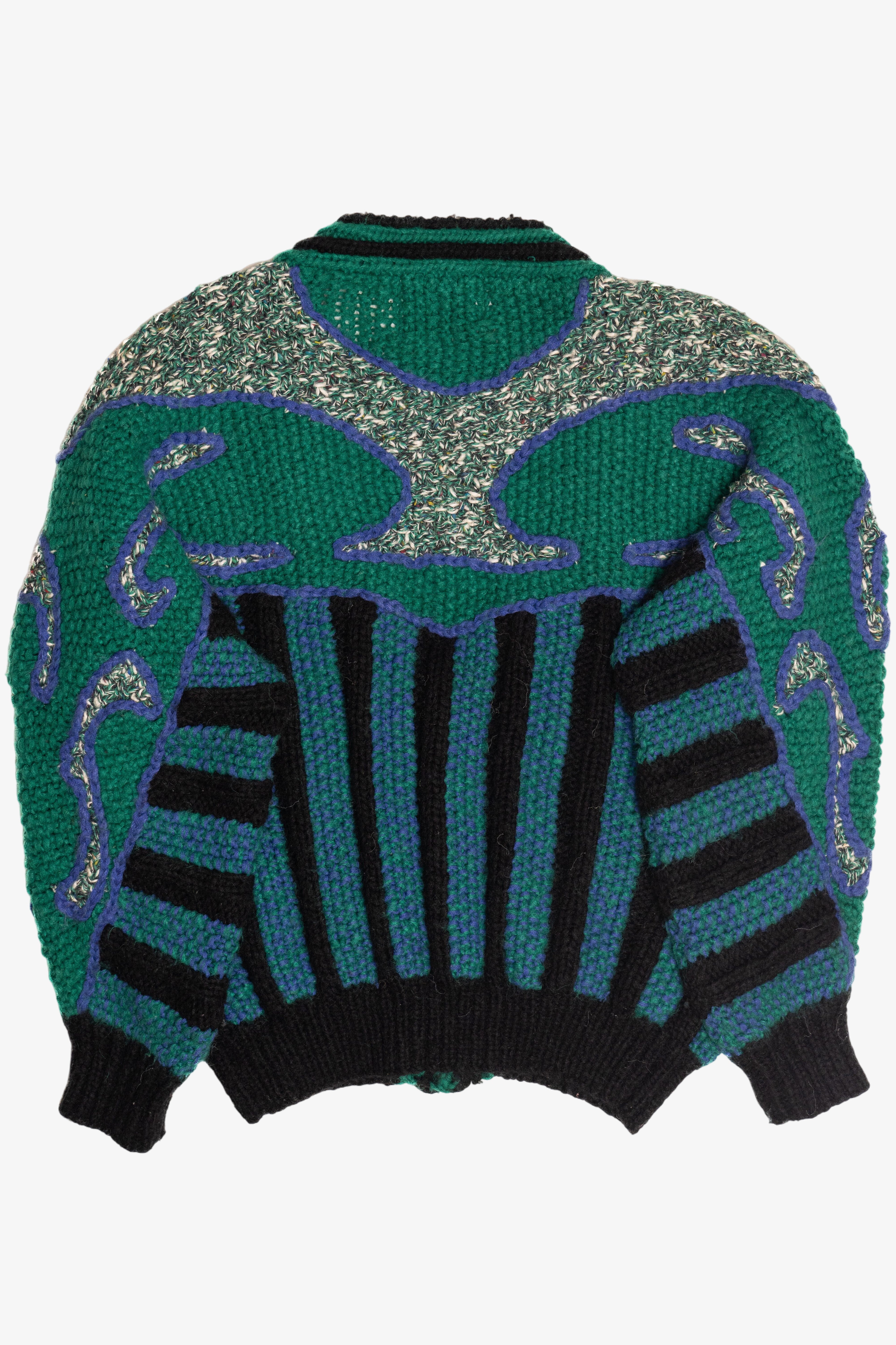 Vintage Novo 80s Rorschach Striped Cardigan Sweater (1980s)