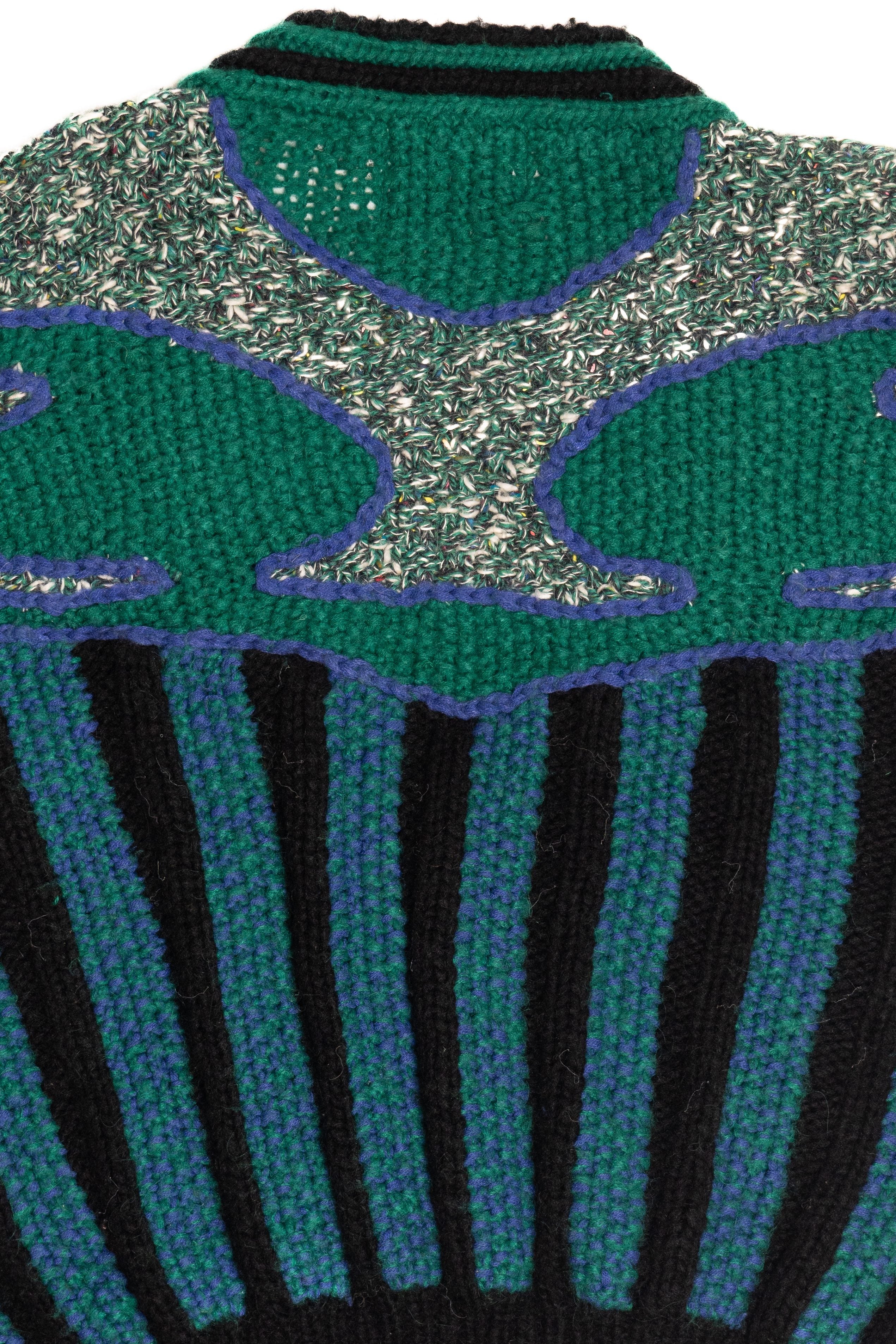 Vintage Novo 80s Rorschach Striped Cardigan Sweater (1980s)