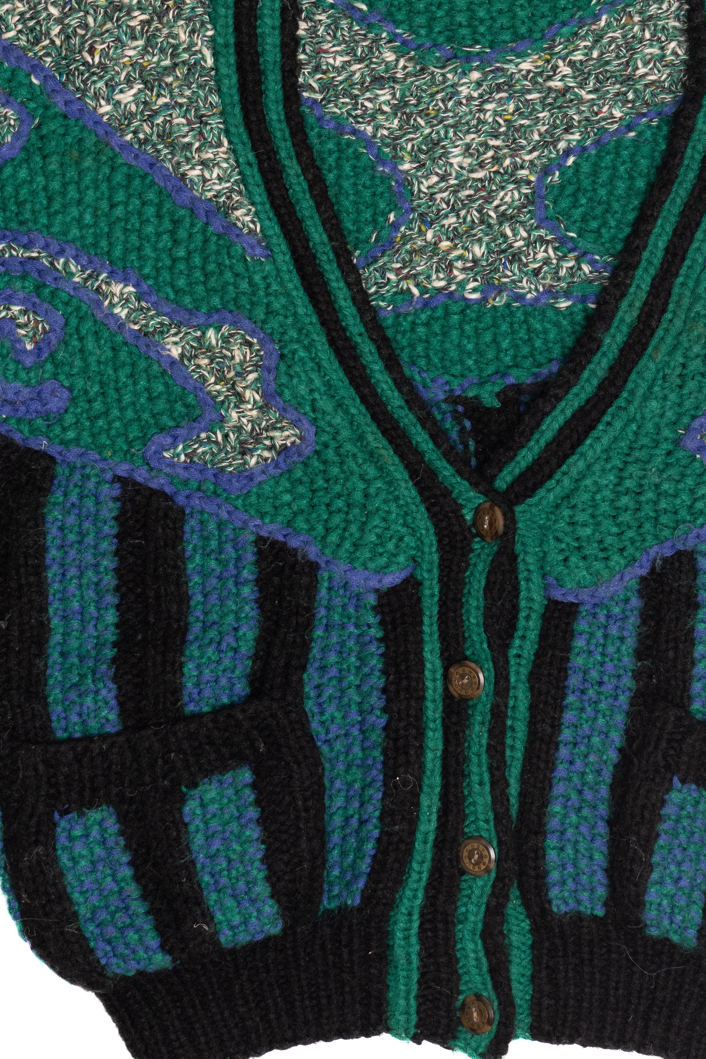 Vintage Novo 80s Rorschach Striped Cardigan Sweater (1980s)