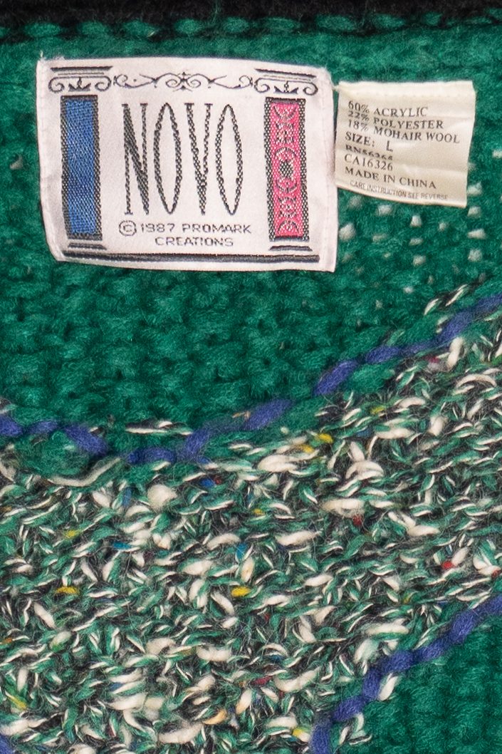 Vintage Novo 80s Rorschach Striped Cardigan Sweater (1980s)