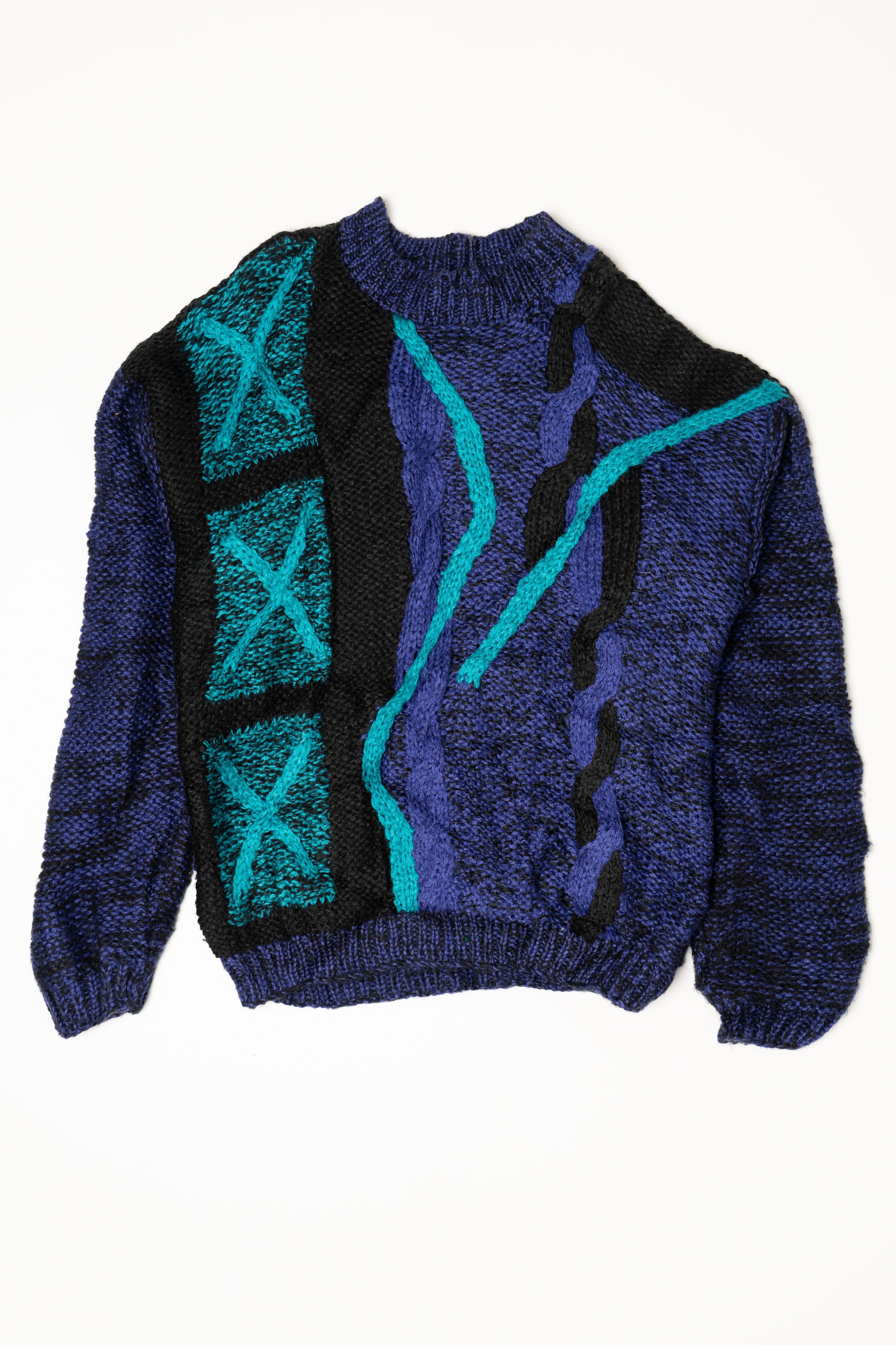 Vintage Cable Knit City Streets 80s Sweater (1980s)