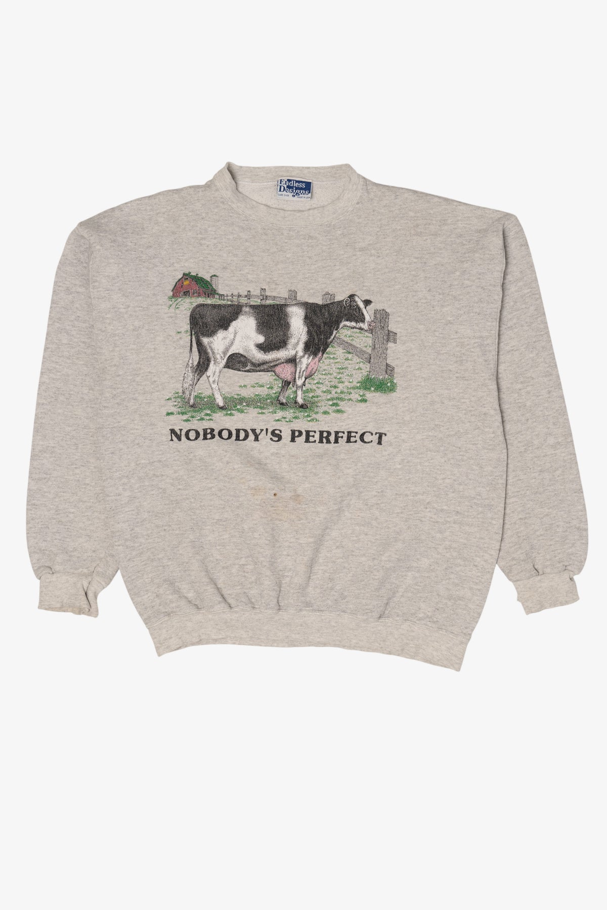 Vintage "Nobody's Perfect" Funny Cow Sweatshirt (1990s)