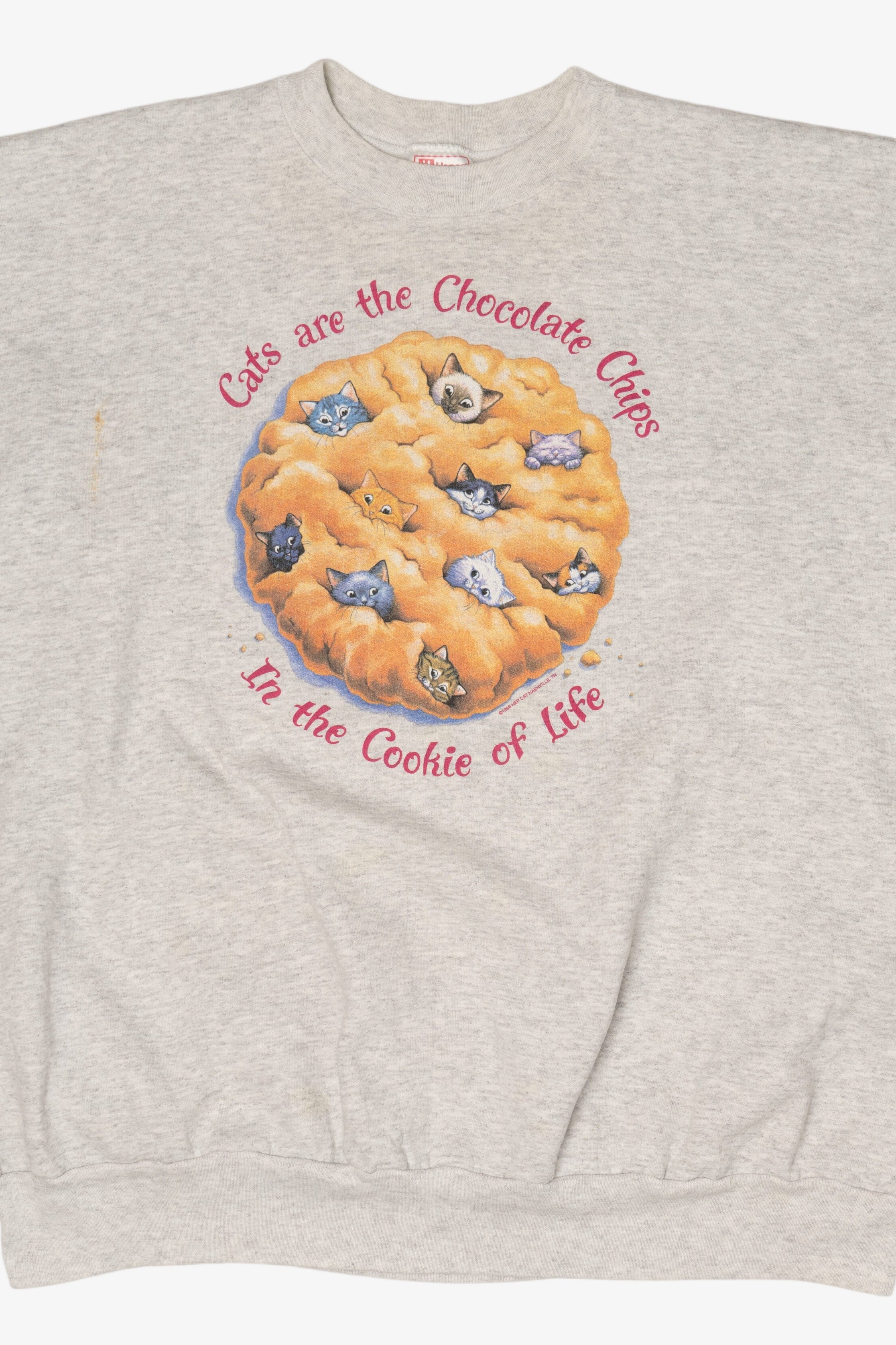 Vintage "Cats Are The Chocolate Chips In the Cookie Of Life" Sweatshirt (1990s)